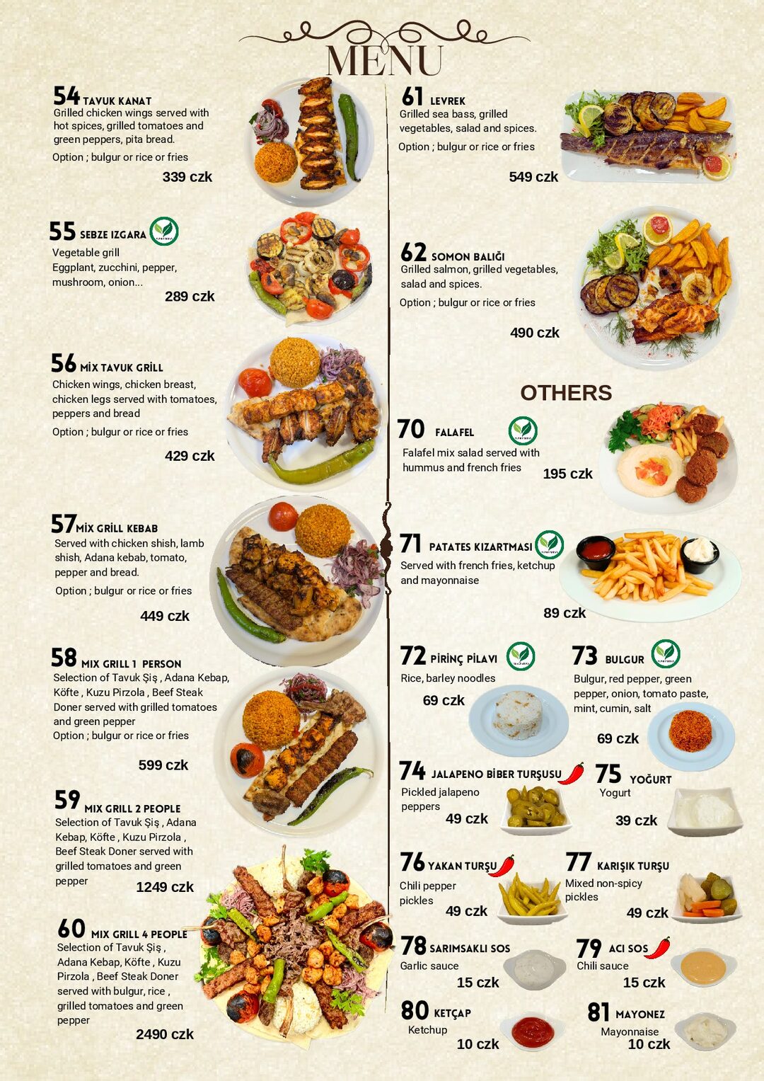 Mehmet Efendi menu — grill specialties and mix grills