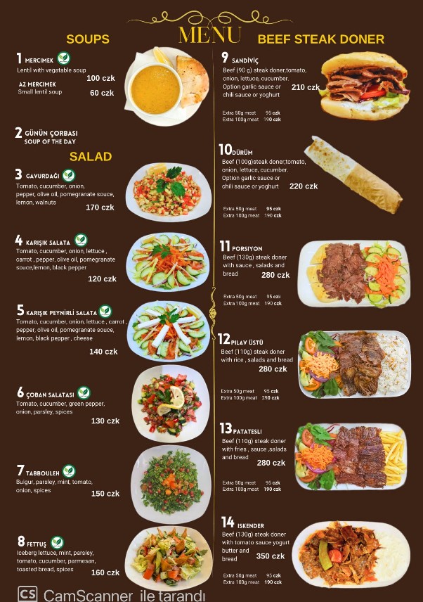 Mehmet Efendi menu page 1 — Turkish kebabs and grills