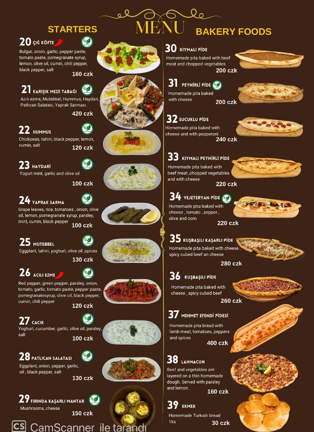 Mehmet Efendi menu page 2 — Pide and flatbreads