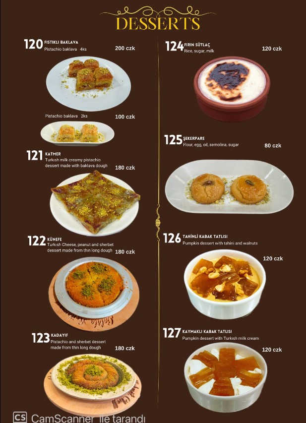 Mehmet Efendi menu page 6 — Sides and extras