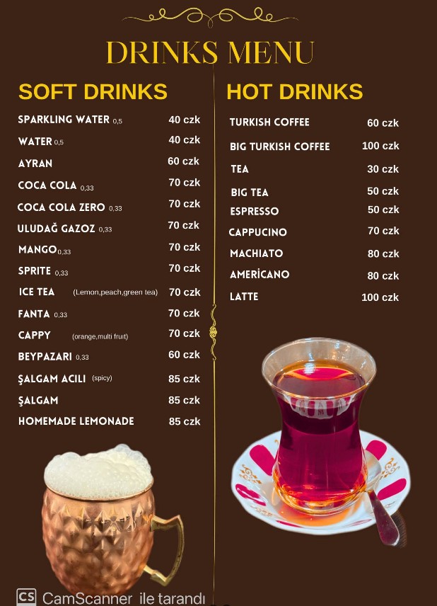 Mehmet Efendi menu page 7 — Beverages and desserts